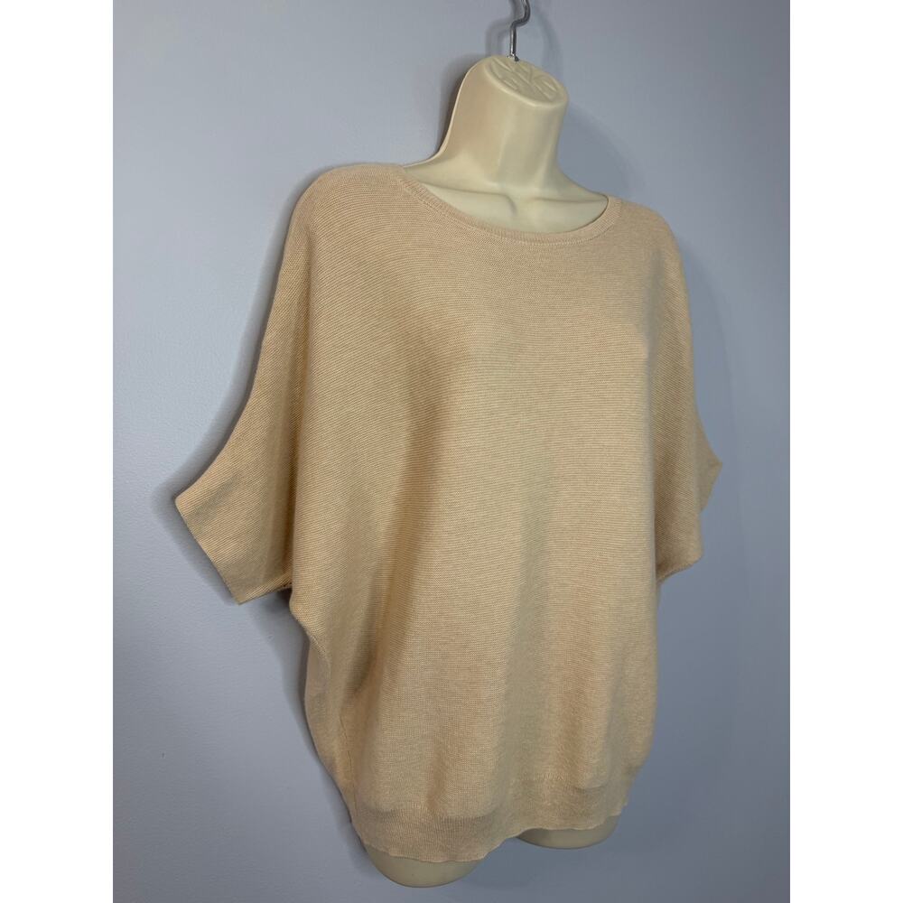 QUINCE Lightweight Cotton Cashmere Link-Stitch Dolman Sweater Heather Oatmeal M - Picture 10 of 11